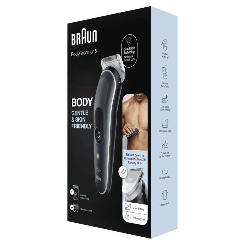 Braun Body Groomer 5, Manscape Tool For Men With SkinShield