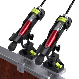 Fishing Rod Holders for Boat, Fishing Boat Rod Holder with Square Rail Mount Track Mount, 360 Degree Adjustable Pole Holders Fishing Rod Rack 2Pack
