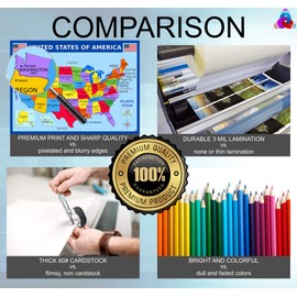 World Map, United States Map, Solar System, and Moon Phases Posters – Laminated 14x19.5 in – Educational Posters, Classroom Decorations, Teachers Supplies, Virtual Learning for Kids, Homeschool Decor