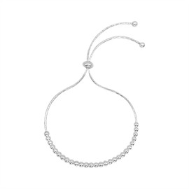 Silverly 925 Sterling Silver Ball Bead Sliding Bolo Bracelet - Adjustable Beaded Slider Bracelets for Women - Classic Jewellery Gift for Her - Stackable Sleek Cardano Chain Design