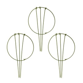 wowoda 3-Pack Garden Plant Support Stake Green Plant Support Rings for Climbing Plant, Flowers (10" Wide x 17" High)