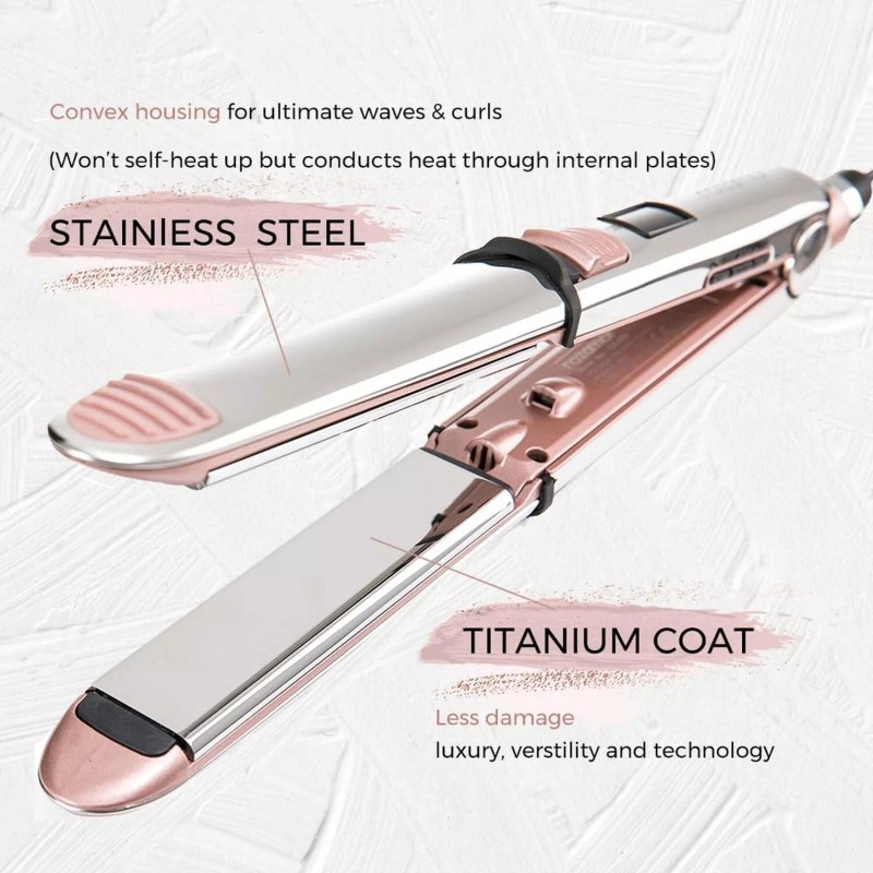 Rozamor Professional Flat Iron Hair Straightener, Titanium Ionic Hair Straightening,
