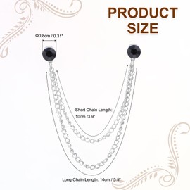 PATIKIL Rhinestone Chain Brooch Pins, Round Crystal Tassel Chain Hanging Fashion Crystal Lapel Suit Pins for Women Men Clothes Dress Bouquet Coat Hat Bag, Silver Tone (Dark Blue)