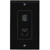 RiteAV 1 Port HDMI Cat5e-Ethernet Decorative Wall Plate - 1 Gang [Black/Black]