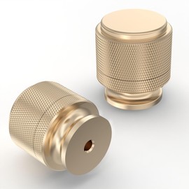 9BUILD EU0020 Pack of 10 Furniture Knobs, Gold Cabinet Knobs, Knurled Door Knobs, Drawer Knobs for Cupboard, Dresser Knobs