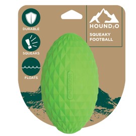 Hound2O Dog Toys - Squeaky Football, Green - Tough, Engaging, & Interactive Toy for All Breeds- Chew, Chase, & Fetch - Durable Non-Toxic Materials That Float - Easy to Clean for Outdoor Play