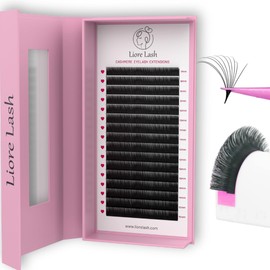 LIORE LASH Cashmere Volume Eyelash Extensions C D L M Curl, 3D Premade, Easy Fan, 0.07-0.10, Matte Black Individual Lashes Extension Mix Tray 7-15mm ((Mix 7-15 mm) L Curl 0.10)