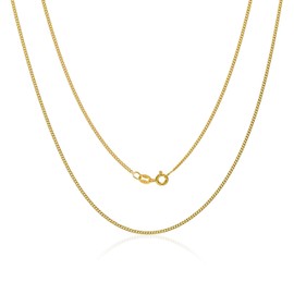 AKA Gioielli® - 925 Sterling Silver Gold-Plated Curb Chain 1.3 mm - Women's Necklace Lengths: 40 45 50 55 60 70 cm, Sterling Silver Gold