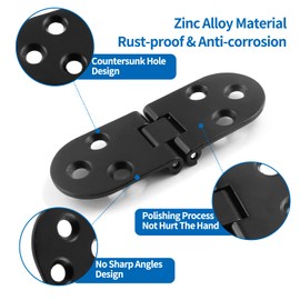 Auvotuis 4Pcs Heavy Duty Folding Table Hinges, Black Sewing Machine Flip Top Hinge Zinc Alloy Butler Tray Hinge with Mounting Screws for Drop Front Desk Drawer, Doors (3.1 x 1.18inch)