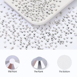 Meibite Silver Flatback Rhinestones, Glass Rhinestones for Nail Art and Craft, Glue Fix, Loose Crystal Gemstones(Silver, SS10, 1440pcs, 2.7-2.8mm)