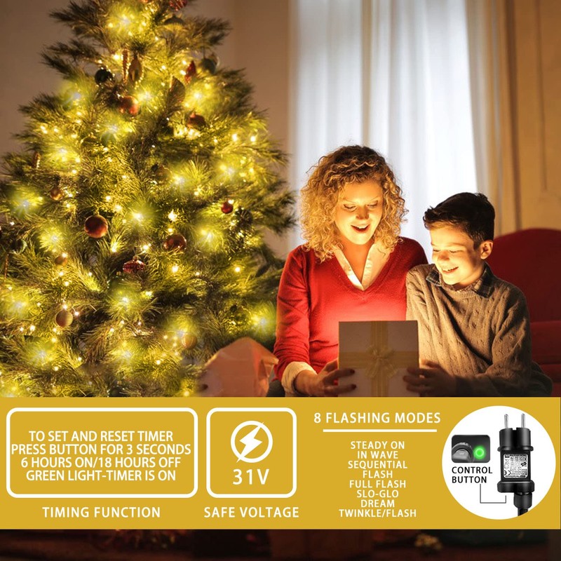 Fnwsja Fairy Lights Christmas Tree 400 LEDs Fairy Lights Remote