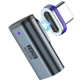 GLOWZEN USB C Magnet, 240W, Magnetic Adsorption Fast Charging, USB 4.0, 40G/8K, Multifunctional Extension Dock, Fast Charging, Data Transfer (Gray L Type)