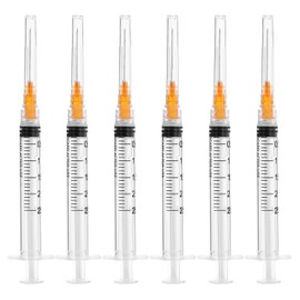 2cc/ml Syringes with 25Ga 1Inch Needle Disposable Each Individually Wrapped-Pack of 100 (2ml-25G-100pcs)