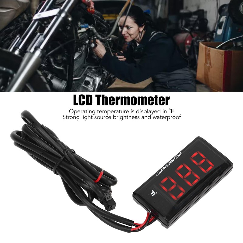 LCD Motorcycle Thermometer Ultra Thin Waterproof Water Temp Meter with