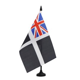 AZ FLAG - Cornwall Table Flag 8.25" x 5.5" - Small Cornwall Flag 100% Polyester with 10" Flag and Black Plastic Base