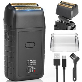 Foil Shaver for Men, Electric Razor with 2-Speed Settings, High-Speed Waterproof Dual Floating Blades for Close Shaving, Rechargeable with LED Display, Ideal for Face, Beard & Head Shaving