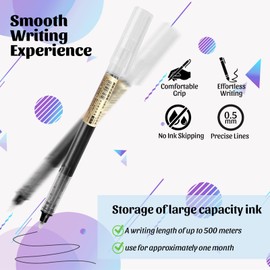 pularrris Pack of 12 Gel Pens Gel Pens 0.5mm Black Gel Ink Pens - Ultra Fast Drying - Waterproof Gel Pen for Writing, Drawing and Sketching, Black Pens for Students