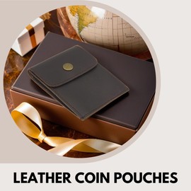 Vintage Leather Coin Pouch – Handmade Full Grain Leather Change Purse with Secure Snap Closure – Compact Wallet for Coins, Cash & Small Accessories – Stylish & Durable for Everyday Carry
