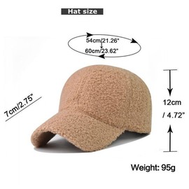 Avilego Winter Baseball Cap for Women Lamb Wool Solid Color Warm Baseball Cap for Outdoor Travel