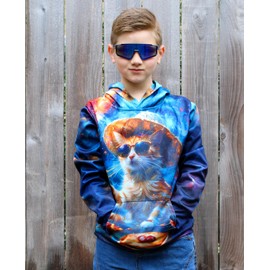 RAISEVERN Boys Hoodies Cool Pizza Cat Kids Sweatshirts Girls Pullover Funny s Hooded Novelty Sweatsuits Sport Hoody 8-11 Years