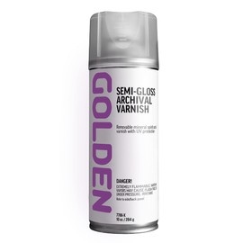 Semi-Gloss Archival Varnish by GOLDEN, 10 oz. Aerosol Can, Professional Acrylic Varnish