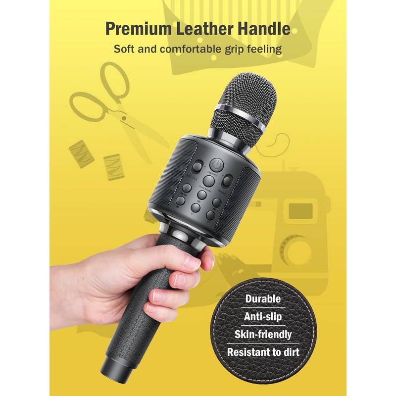 Wireless Bluetooth Karaoke Microphone, Built-in Loud Speaker for 10H Playback,