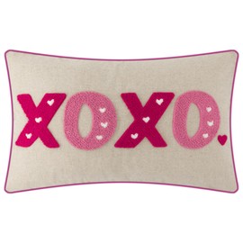 KINGROSE Embroidery XOXO Throw Pillow Cover Valentine's Day Cushion Cover Decorative Pillow Case for Sofa Couch Chair Bed Home Living Room 12 X 20 Inches