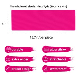 OK TAPE Turf Tape, Precut Extra Wide Turf Tape Footabll Turf Burn, Pink Athletic Tape Waterproof, Durable and Super Sticky Kinesiology Tape, 4in x 21ft (4in x 15.75in/16pcs)