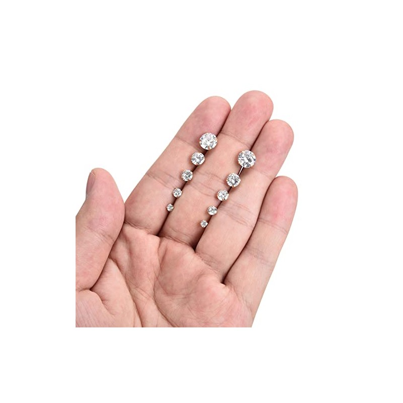 PiercingJak 5 Pairs Hypoallergenic Stud Earrings Set Round Clear Cubic
