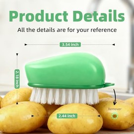 CLEANGOR Vegetable Brush, Black Stiff Bristles Brush & White Soft Bristles | Dishwasher Safe Ear-Hanging Veggie & Fruit Cleaning Brush for Potato, Mus