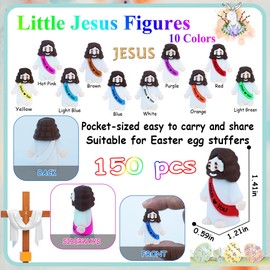 ILHSTY 150 Pcs Little Jesus Figures – Mini Rubber Jesus Toys Jesus Love You for Easter Egg Fillers Egg Hunts Religious Party Favors Gifts Hide and Seek Baptism Gifts Sunday School (Mix 10 Color *150)