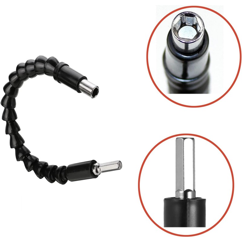 5-Piece Set Flexible Drill Extensions, Flexible Shaft Drill, 1/4 Inch