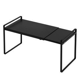 Nxconsu Expandable Cabinet Shelf Organizer Riser for Kitchen Pantry Cupboard Under Sink Countertop Home Storage Organization Rack Space Saver Freestanding Heavy Duty Nonslip Stackable Black