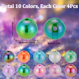 SUNNYCLUE Bubblegum Beads Acrylic Beads Bulk 16mm Large Round Beads Opaque Colorful AB Color Craft Beads Chunky Bubble Gum Bead Beadable Pen Chunk Plastic Beads for Jewelry Making Beading Supplies