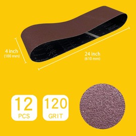 4 x 24 Inch 120 Grit Sanding Belt | Premium Aluminum Oxide Sanding Belt | Premium Sander Sandpaper – 12 Pack
