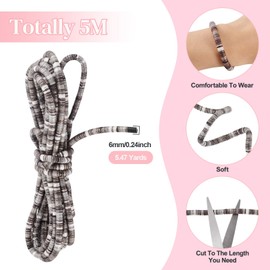 Beadthoven 5.47 Yards Ethnic Cords Bohemian Friendship Bracelet Strings Round Braided Thread String Colorful Rope Gold Metallic Elastic Rope for DIY Necklace Lanyard Jewelry Making Black