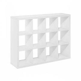 Furinno Cubicle Extra Thick Frame Decorative Cube Storage Organizer, 12-Cube, White