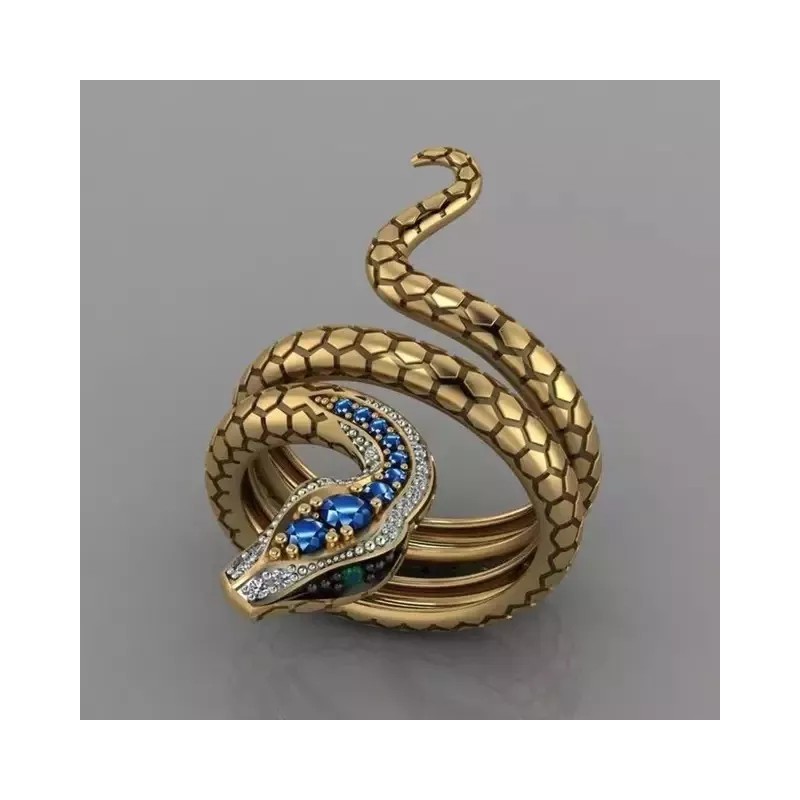 Dtup Anillo De Serpiente De Lujo Con Circonias Elegante Gótico