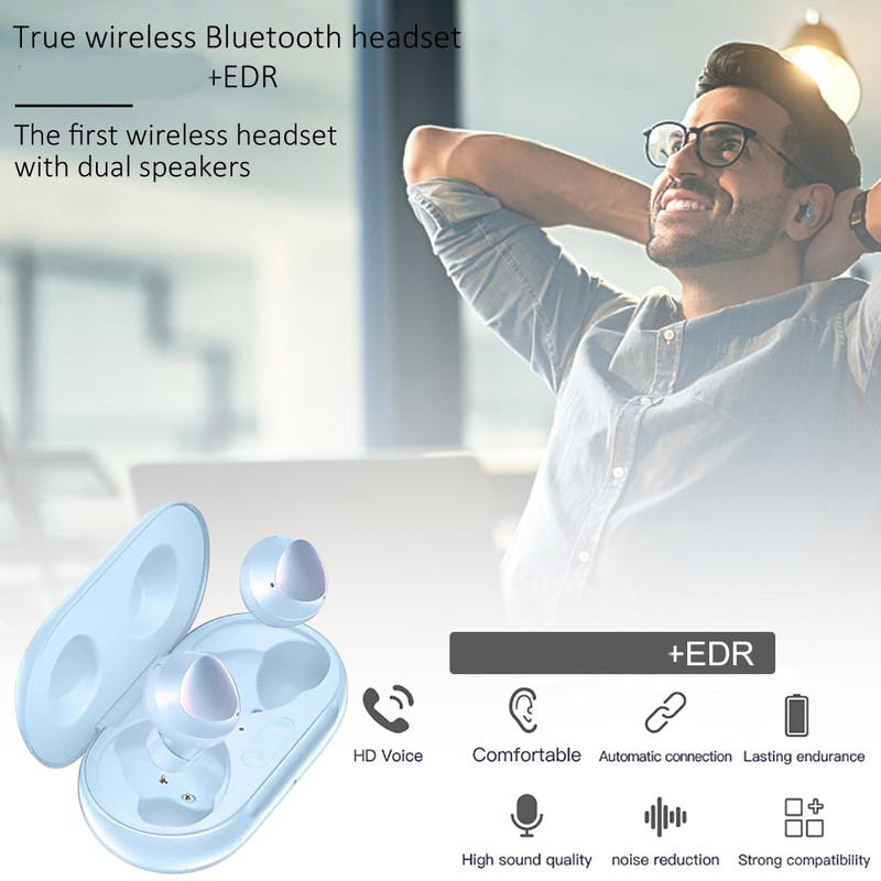 Wireless Bluetooth 5.0 Earphone Hifi Stereo Headset with Dual Microphones