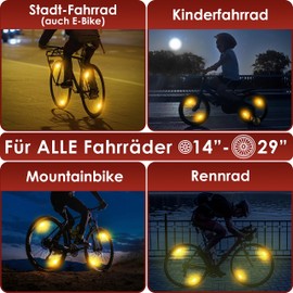 Weidebach® 4 x spoke reflectors bicycle with high radiance, cat's eyes including 6 reflective stickers, reflectors bicycle traffic regulations compliant, bicycle reflectors for all standard wheel