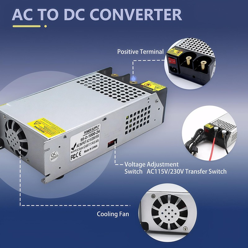 AC to DC 24V 42A 1000W Power Supply Universal Regulated