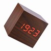 6x6x6cm Wooden Electronic Digital Alarm Desk Clock Temperature LED Display