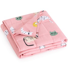 Mr. Sandman Weighted Blanket 3 Pounds Washable, Best for 20-40lb Breathable Cotton Heavy Blanket with Nontoxic Glass Beads - 36" x 48" Cute Cat