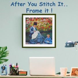 Orenco Originals Impressionist Monet Camille Stitching in Garden 14 Count - Counted Cross Stitch Patterns