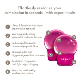 GESKE SmartAppGuided™ Cool & Warm Face & Body Massager | 7 in 1 | Multifunctional Massager | Face & Body | Battery-free Cooling & Warming | Firms, Relaxes & De-Puffs Skin | Globular Design