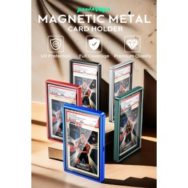 JIAONASHIJIA UV-Resistant Magnetic Metal Slab Case for 35pt PSA, BGS, CGC Graded Cards. High Alumina Glass, Multi-Point Magnetic Lock, Durable Metal Frame, Stackable Design. Gold
