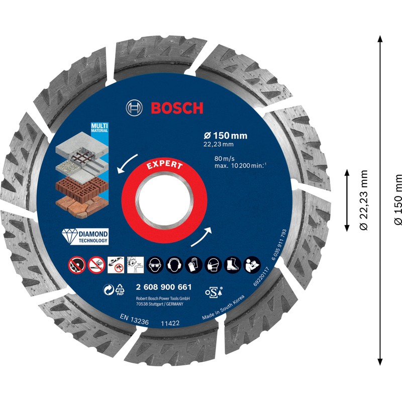 Bosch 1 x Expert MultiMaterial Diamond Cutting Discs (for Concrete,