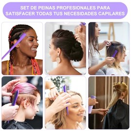 DUAIU Cepillo para Cabello, Juego de 4 Peines para Peinar el Cabello, Peine Cola de Rata, Cepillo para bordes, Botella pulverizadora para Mujeres,... 