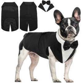 Dog Tuxedo, Dog Wedding Outfit and Bandana Set, Dog Tuxedo Costume, Pet Clothes Puppy Formal Shirt with Removable Bow Tie, Dog Suit For Small Medium Large Dogs, Dog Outfit for Party Birthday Festival