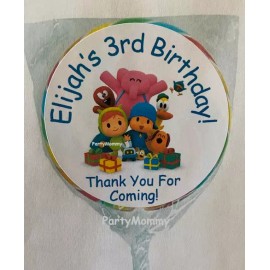 Unbranded Pocoyo Stickers Thank You Favors Labels Tags Birthday Party  2.5" (12) Round